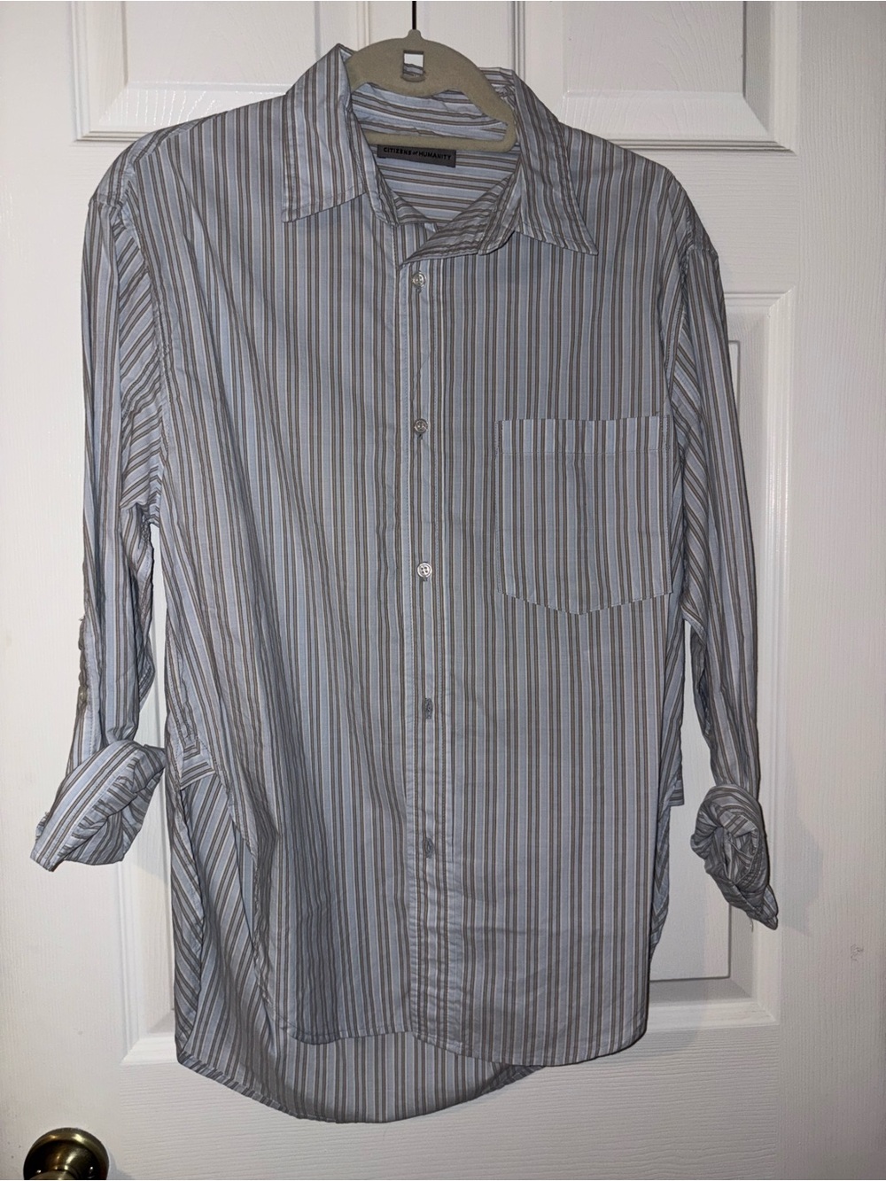 Citizens Of Humanity Striped Button-Down Shirt in Blue and Gray